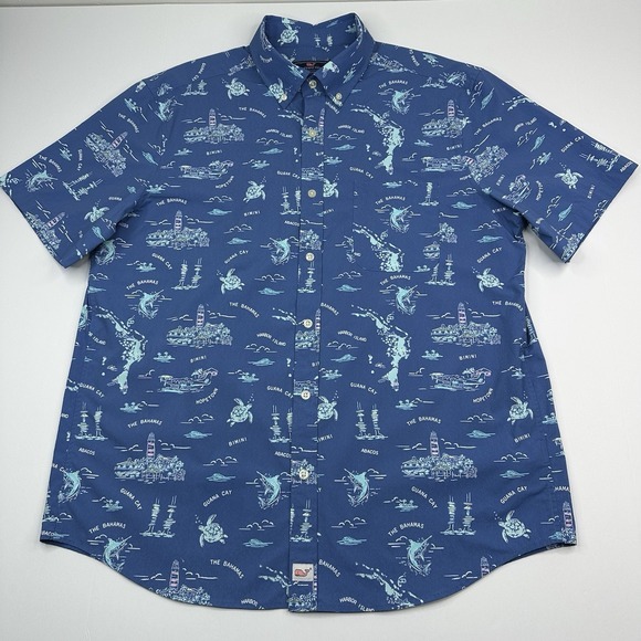 Vineyard Vines Other - Vineyard Vines Mens Murray Classic Shirt‎ Blue Caribbean Print L 1W010544